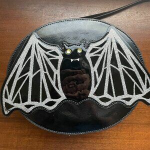 Betsy Johnson Patent Leather Cross Body Bat Purse.
